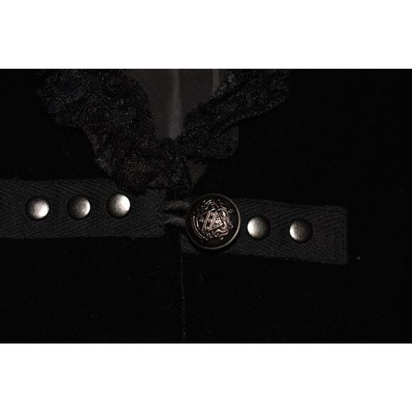 HOT TOPIC RUMIES NEW $70 Black‎ Velvet Lace Up Jacket Lace Satin Ruffle Size 12 - Picture 3 of 4